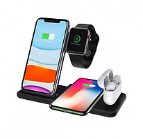 Беспроводная док-станция MICRONIK Q20 ABS 4в1 Быстрая зарядка 4-х гаджетов Samsung / iPhone / Air Pods / Apple