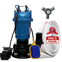 Фекальний насос Akwa Pumps  WQD 2.5 з ножем і пожежний рукав 10 м (комплект) гарантія 3 роки