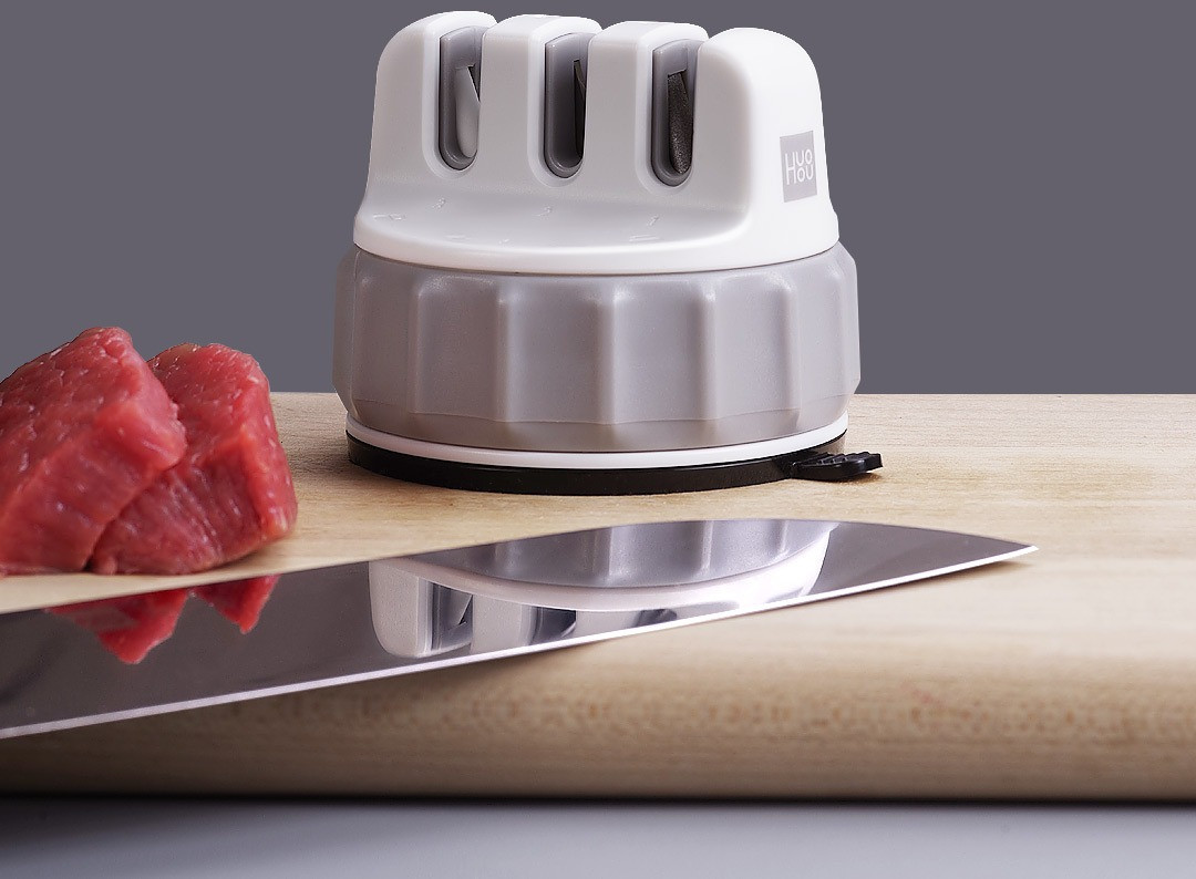 Точилка для ножей Xiaomi Huohou Mini Sharpener, три разных шлифовальных круга - фото 5 - id-p1508100340