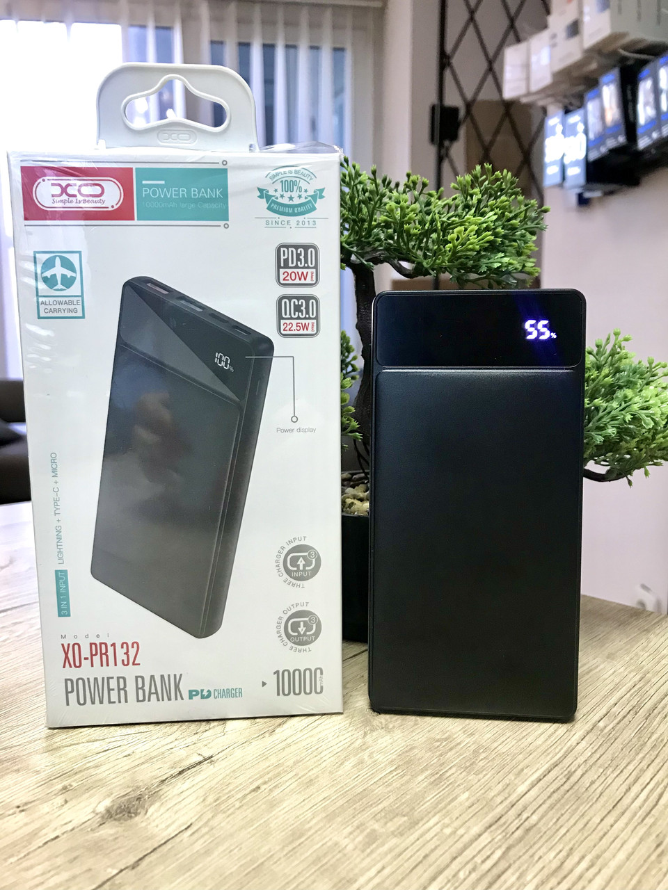 XO PR132 Powerbank USBQC22.5W + PD20W 10000 mAh, Швидка зарядка, Повербанк портативна батарея