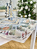 Новорічна скатертина на стіл "Різдво в Карпатах" 97 х 100 см., гобеленова, фото 2