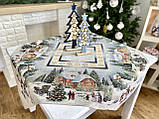 Новорічна скатертина на стіл "Різдво в Карпатах" 97 х 100 см., гобеленова, фото 3