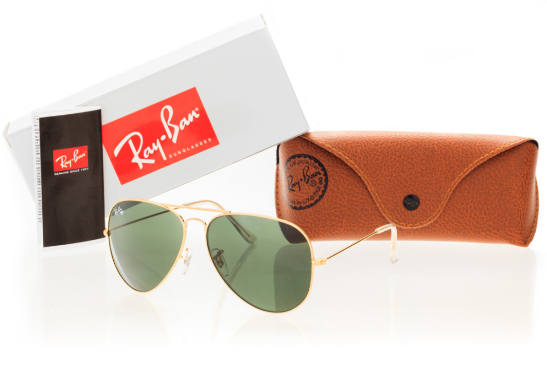 Сонцезахисні окуляри Ray Ban Aviator зелені, скло 3026D-green-g SKL26-146172