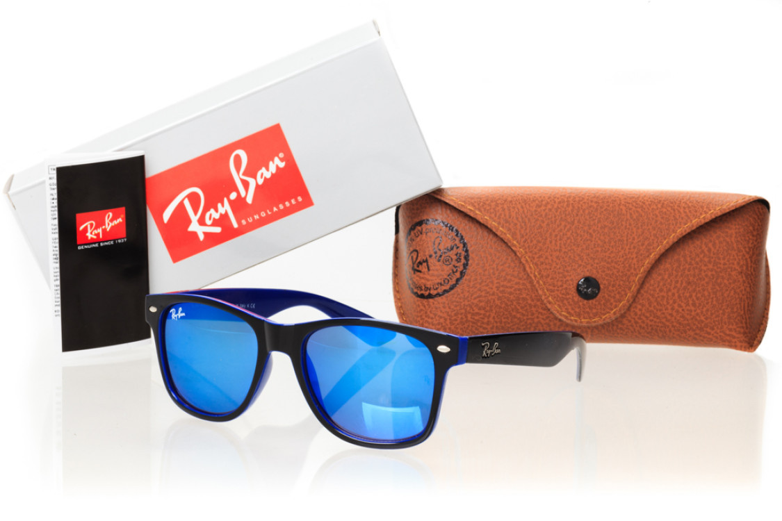 Сонцезахисні окуляри Ray Ban Вайфаеры сині, дзеркальні 2140c-55р SKL26-146174