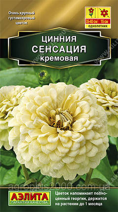 Насіння Цинія витончена Сенсація кремове 12 насіння Аеліта, фото 1
