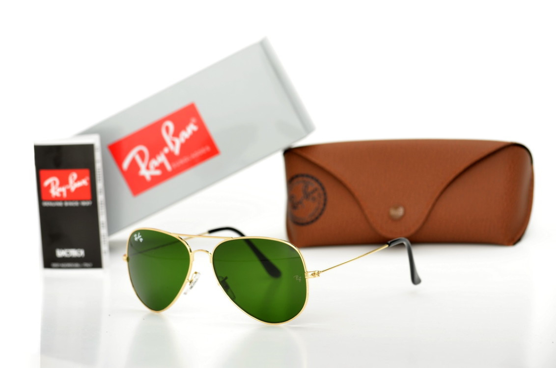 Сонцезахисні окуляри Ray Ban Aviator скло 3025D-green-gold SKL26-146282