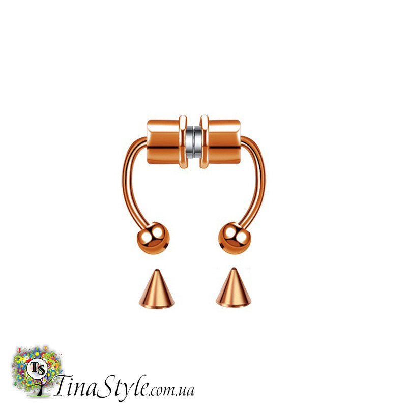 Септум обманка в ніс 2 в 1 кліпс пірсінг кольцо в ніс імітація пірсінгу, фото 1