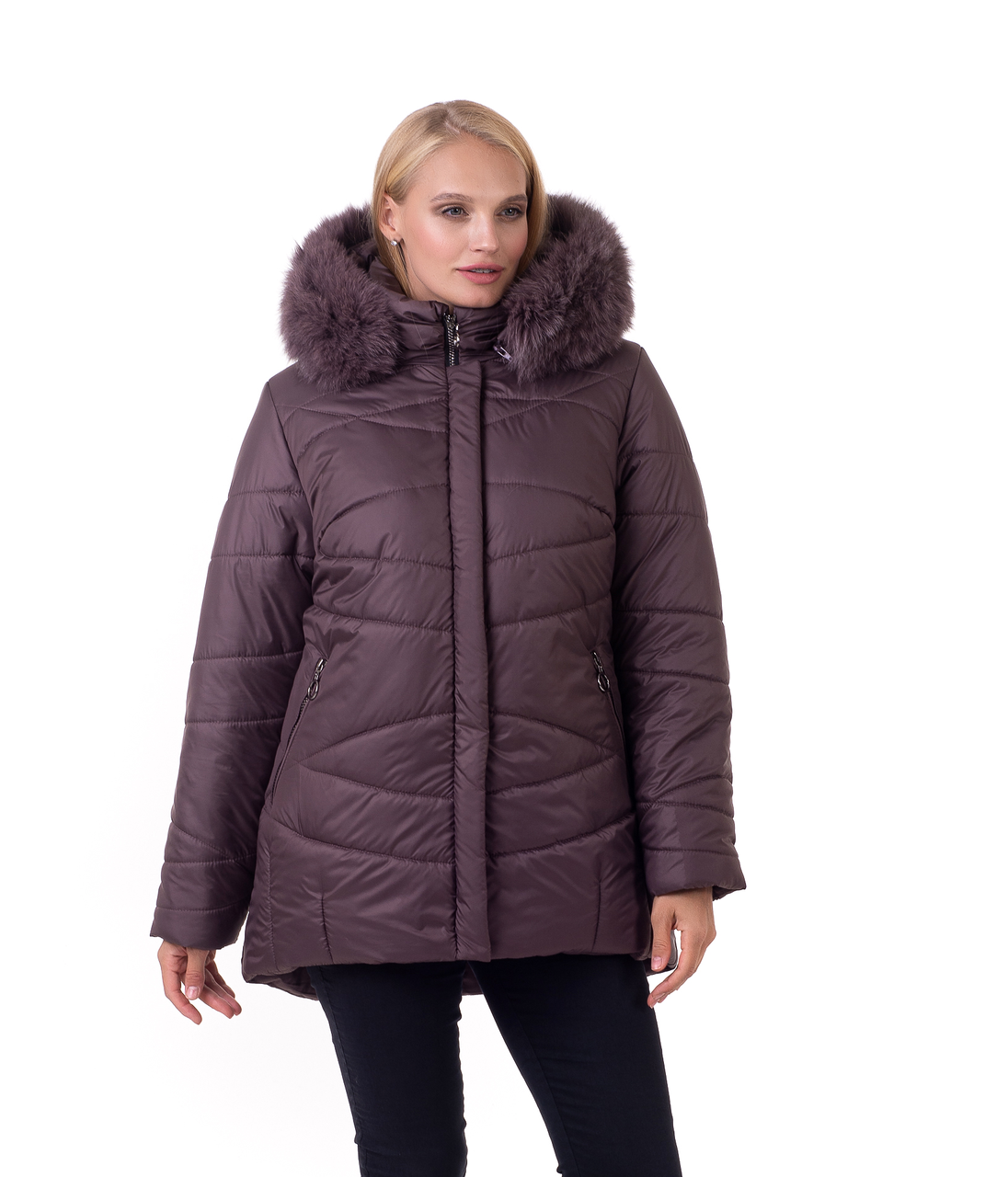 Жіноча зимова куртка великих розмірів з капюшоном Li-162 у розмірах 48-62
