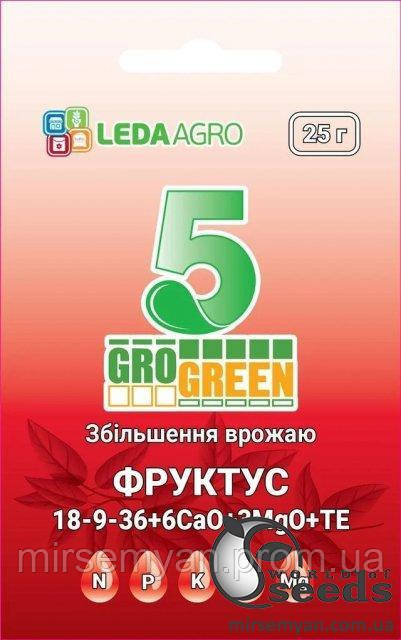 Добрива ГроГрін (GroGreen) Фруктус 5, гель NPK 18-9-36+6Ca+3MqO+TE, 25 г.