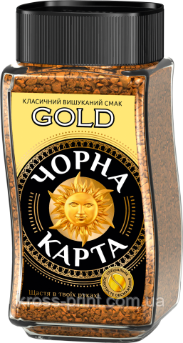 Кава розчинна Чорна Карта Gold, сткл.б. 190г *6 (8718)