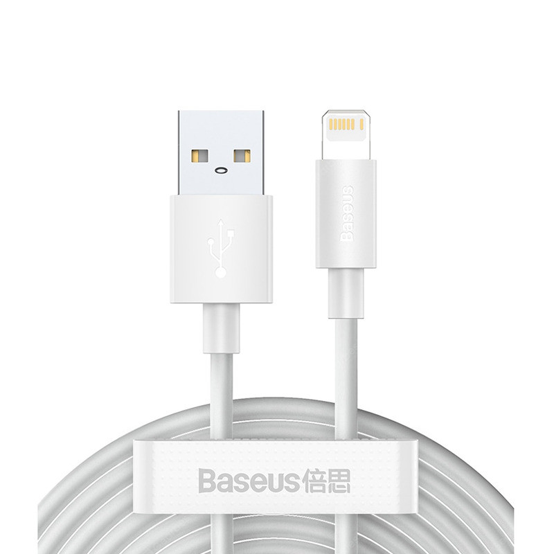 Кабель Baseus Simple Wisdom Data Cable Kit (2pcs) USB to Lightning 2.4A 1.5m White (TZCALZJ-02)
