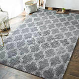 Пухнастий килимок Травка 200*240 чорний із візерунком, фото 4