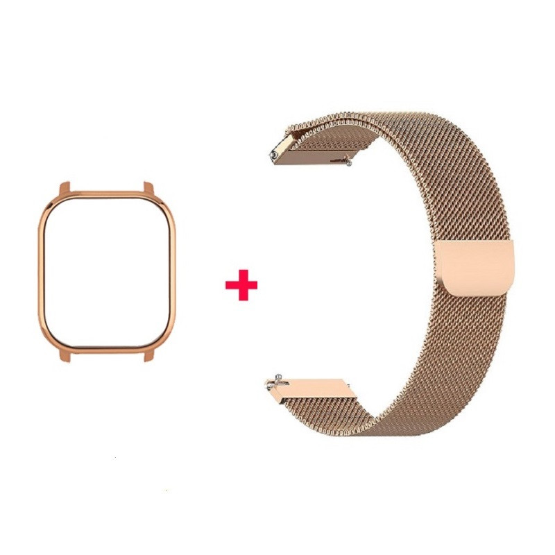Amazfit Bip Комплект для смарт часов (металлический магнитный ремешок и бампер), Rose gold