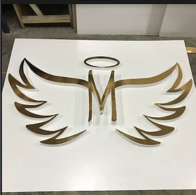 Декор на стіну Комплект "Літера Крила та німб" із дзеркального пластику на стіну для фотозони для декору Золото