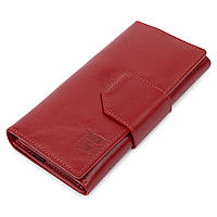 Шикарний жіночий гаманець в три складання GRANDE PELLE 11564 Червоний. Натуральна шкіра
