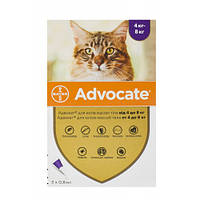 Адвокат Advocate для котов весом от 4 до 8 кг капли от блох, 1 пипетка