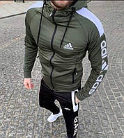 Мужской спортивный костюм Adidas, зеленый Адидас Хаки