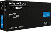Перчатки нитриловые Nitrylex черного цвета 100шт M