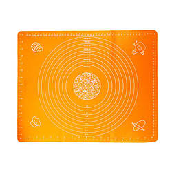 Килимок-підкладка для розкачування тіста 40*50 см, оранжевий