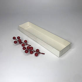 Коробка для пряника, 300*70*30 мм, з прозорою кришкою, біла