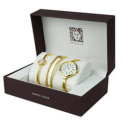 Годинник в подарунковій упаковці ANNE KLEIN, золото білий циферблат