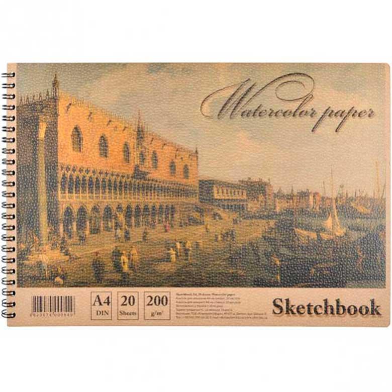Альбом для акварелі А4 20арк ОФОРТ Kraft 200г/м2 спираль AK4720, фото 1
