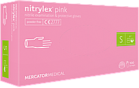 Перчатки нитриловые Nitrylex розового цвета 100шт S