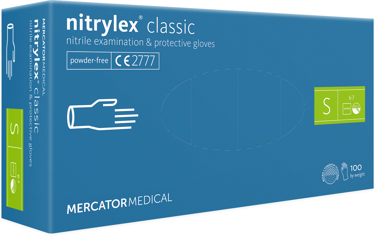 Рукавички нітрилові Nitrylex Classic без пудри 100шт S