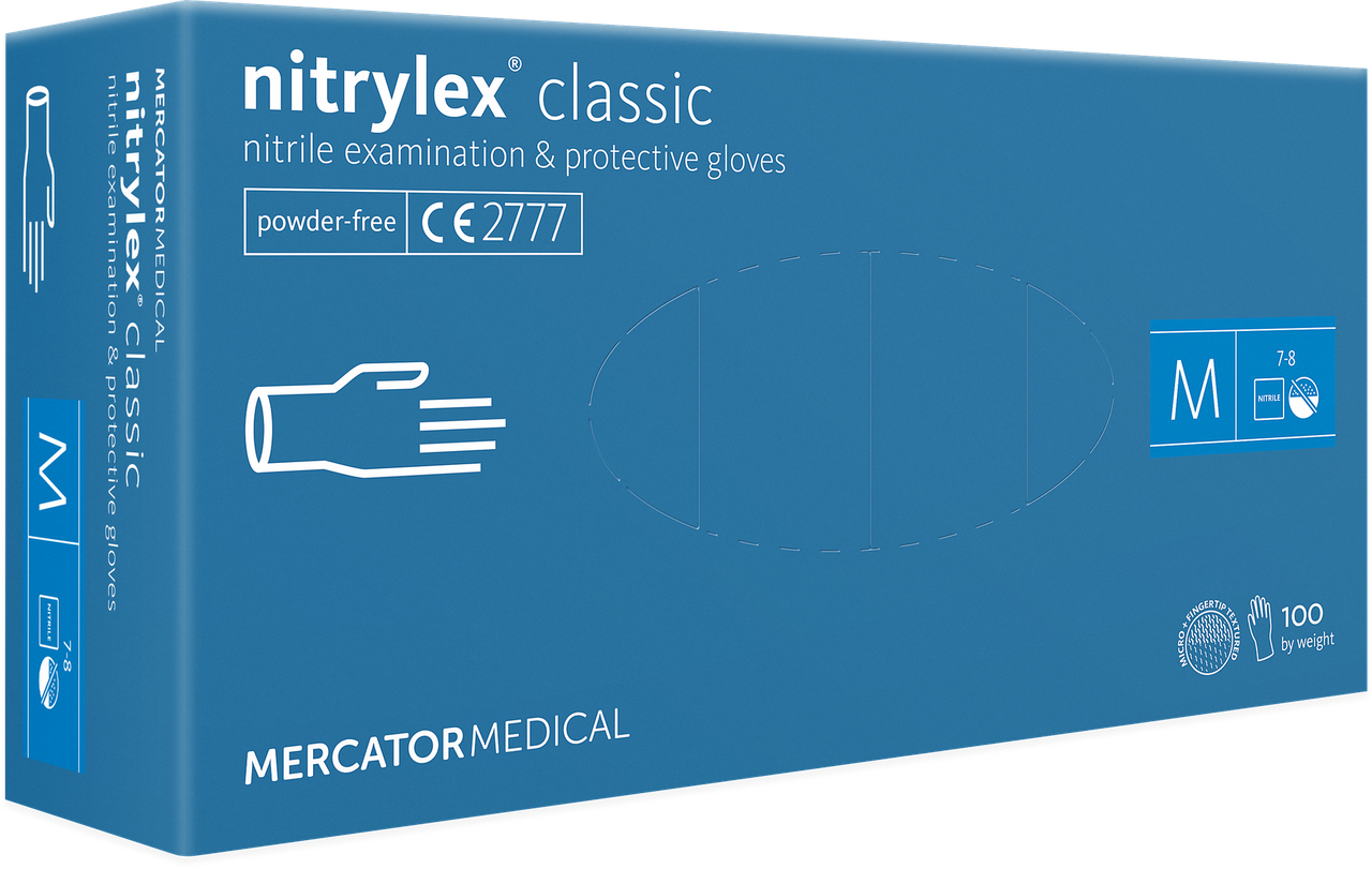 Рукавички нітрилові Nitrylex Classic без пудри 100шт M