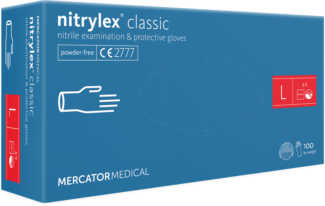 Рукавички нітрилові Nitrylex Classic без пудри 100шт L