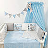 Балдахін з шифону для дитячого ліжка з бантом (Балдахін для ліжечка) голубий, блакитний, фото 2