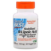 Doctor's s Best, Стабілізована R-ліпоєва кислота Best, 100 мг, 60 рослинних капсул