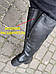 Жіночі зимові високі чорні чоботи натуральна шкіра на повну широку ногу на товстому стійкому каблуці, фото 4
