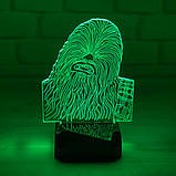 3D світильник з пультом і акумулятором 3D Lamp Чубакка (LP-33950), фото 10