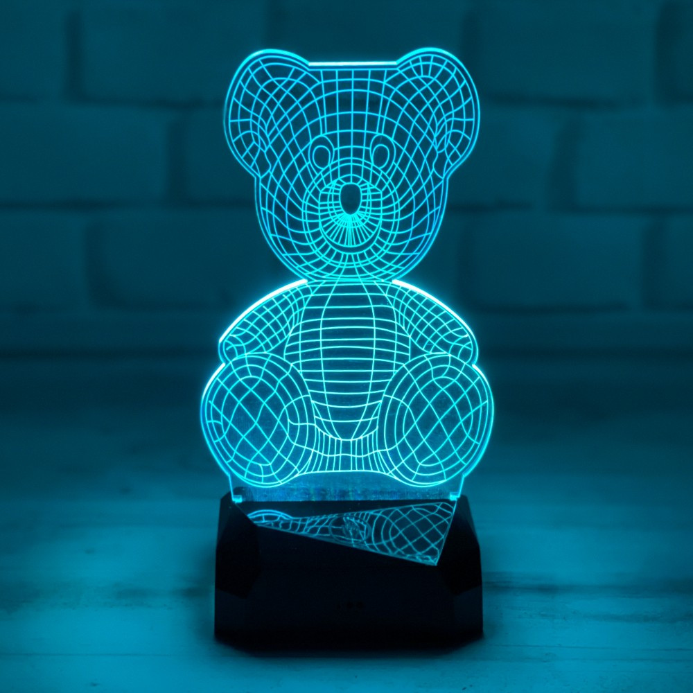 3D світильник з пультом і акумулятором 3D Lamp Ведмедик (LP-33872)