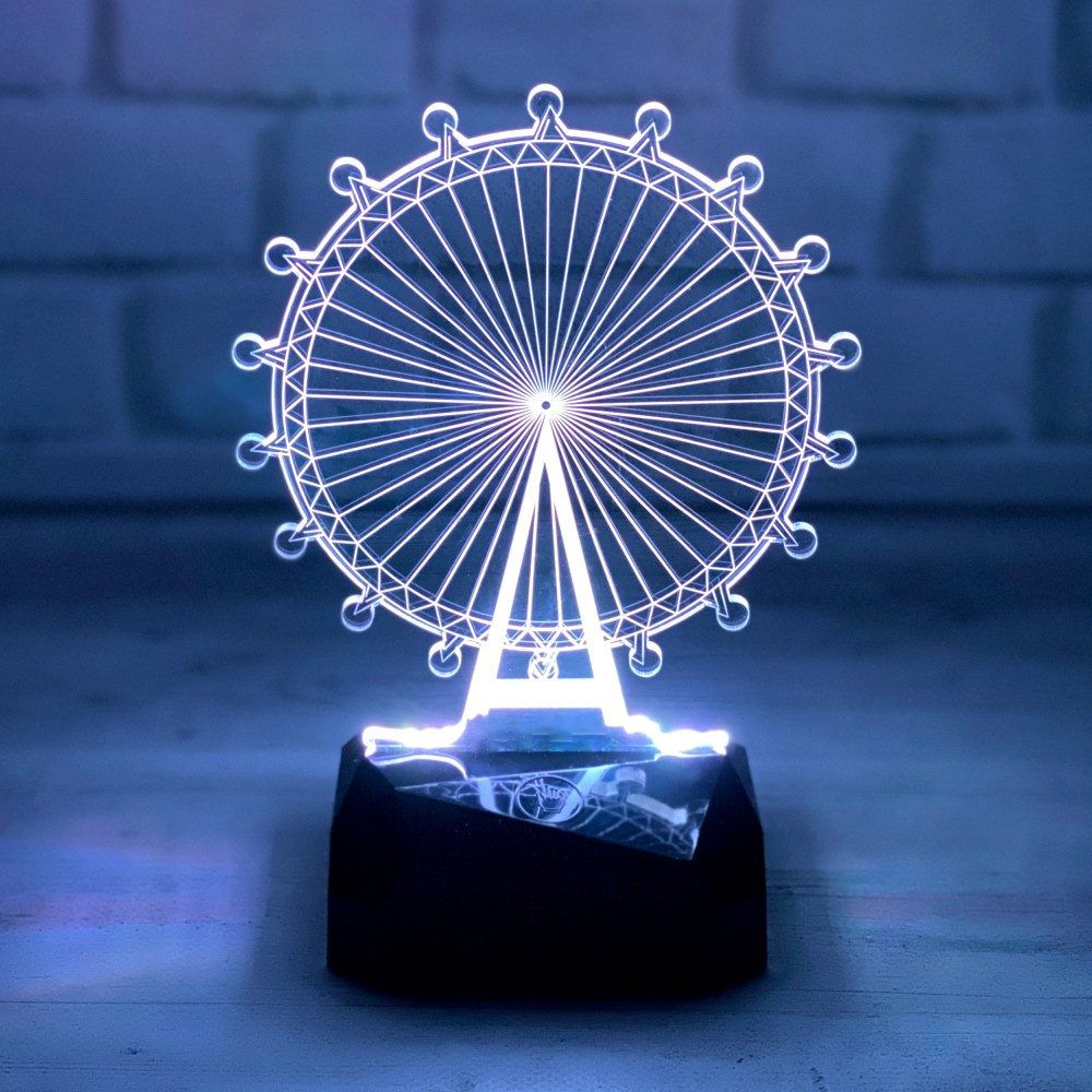 3D світильник з пультом і акумулятором 3D Lamp Колесо огляду (LP-33825), фото 1