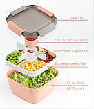 Ланчбокс салатниця OldPAPA Bento 1100 мл рожевий (LB-31144), фото 5