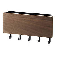 Ключниця настінна/вішалка для ключів 2 в 1 з 5 гачками та поличкою Key Organizer темне дерево (КО-27427)