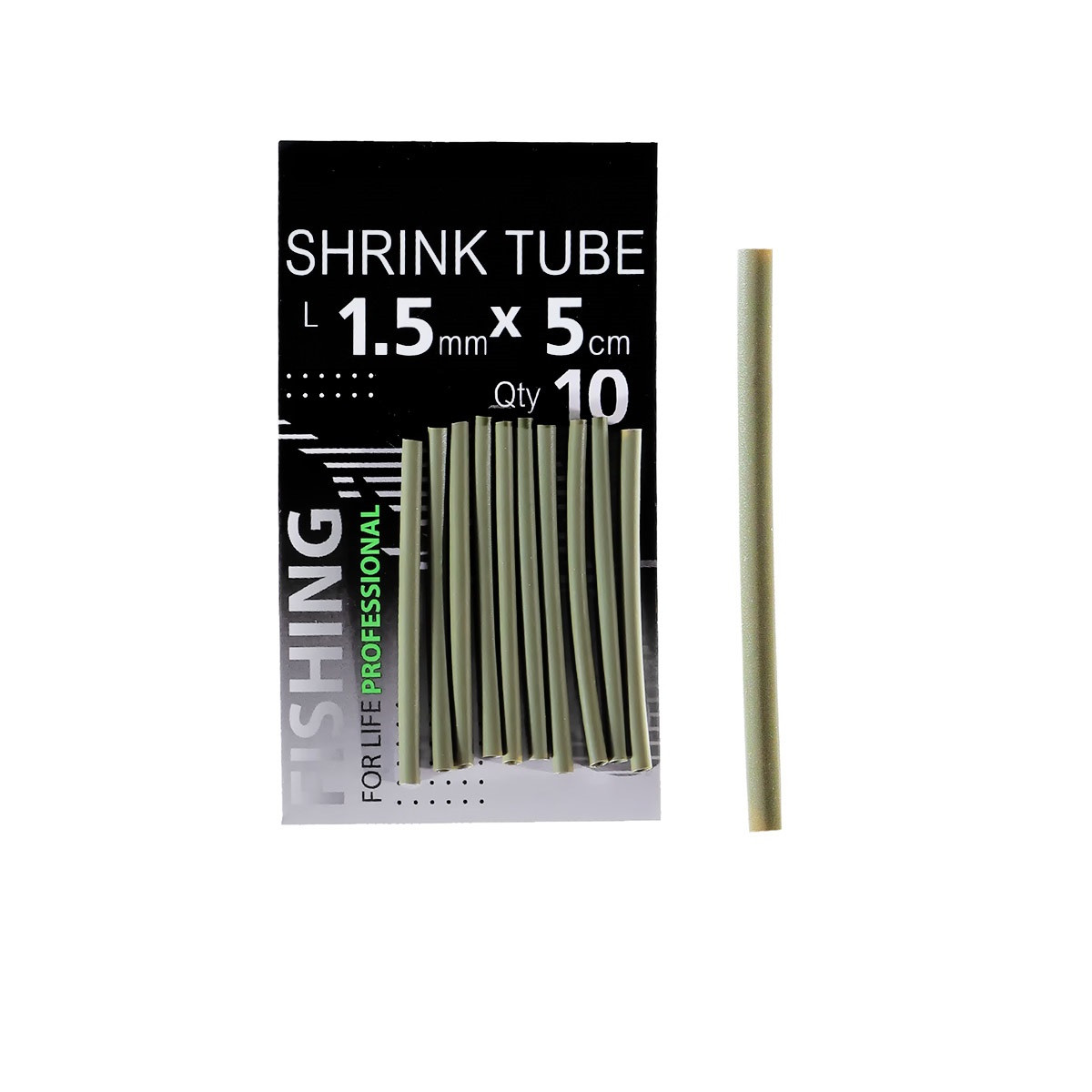 Трубка термозбіжна зелена 1,5мм. L-5см.(10шт/уп)