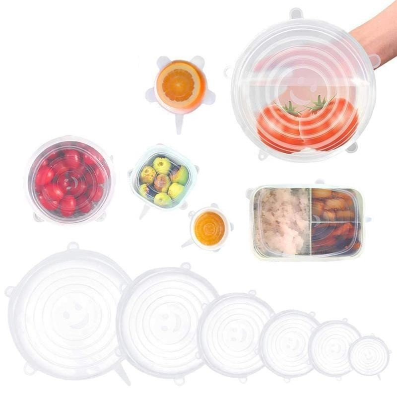 Набір силіконових кришок 6 шт Silicone Stretch Lids прозорі (LB-23120)