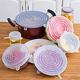 Набір силіконових кришок 6 шт Silicone Stretch Lids прозорі (LB-23120), фото 4