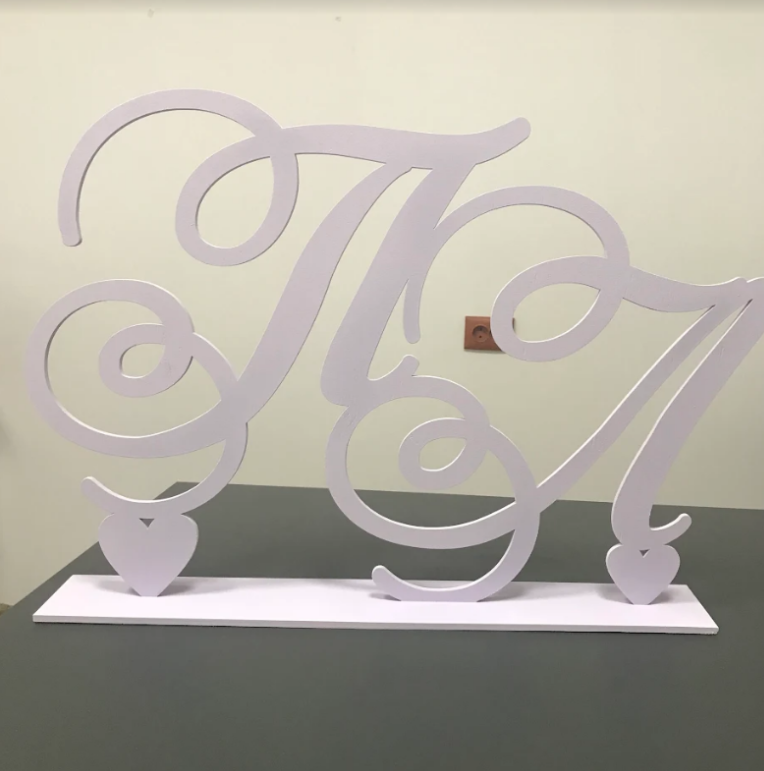 Весільні Ініціали на стіл на підставці Manific Decor на весілля Білий 8х45х30 см