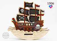 Набор для вышивки крестом на деревянной основе ФрузелОк пиратский корабль 1506