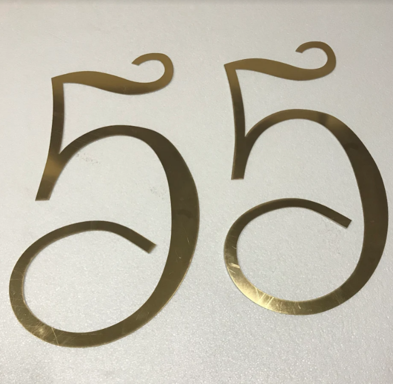Об'ємна цифри "55" Manific Decor із дзеркального пластику на стіну для свята Золотий 37х30 см