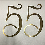 Об'ємна цифри "55" Manific Decor із дзеркального пластику на стіну для свята Золотий 37х30 см, фото 3