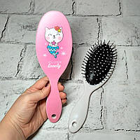 Гребінець дитячий масажний для волосся дівчинки Русалка кішка Рожевий 22х7 см (8587CY-1)