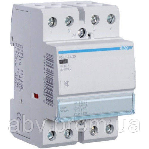 Контактор 230 В/40 A, 4НО, 3 м (безшумний) ESC440S, фото 1