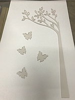 Декор на стіну "Комплект з дерева та 4 метеликів" з фанери на стіну для фотозони для декору Білий 65х149 см