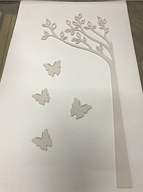 Декор на стіну "Комплект з дерева та 4 метеликів" з фанери на стіну для фотозони для декору Білий 65х149 см