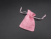 Подарочный мешочек из мешковины на затяжках. Цвет розовый. 7х9см